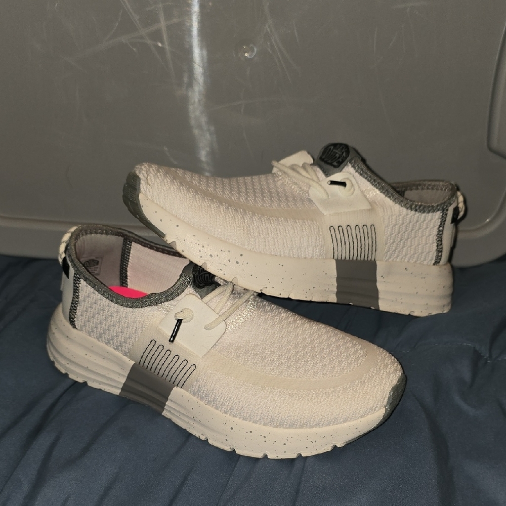 Hey Dude White and Gray Sneakers